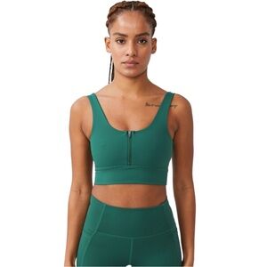 Cotton On Body Forest Green Zip Front Sports Bra NWT Size L